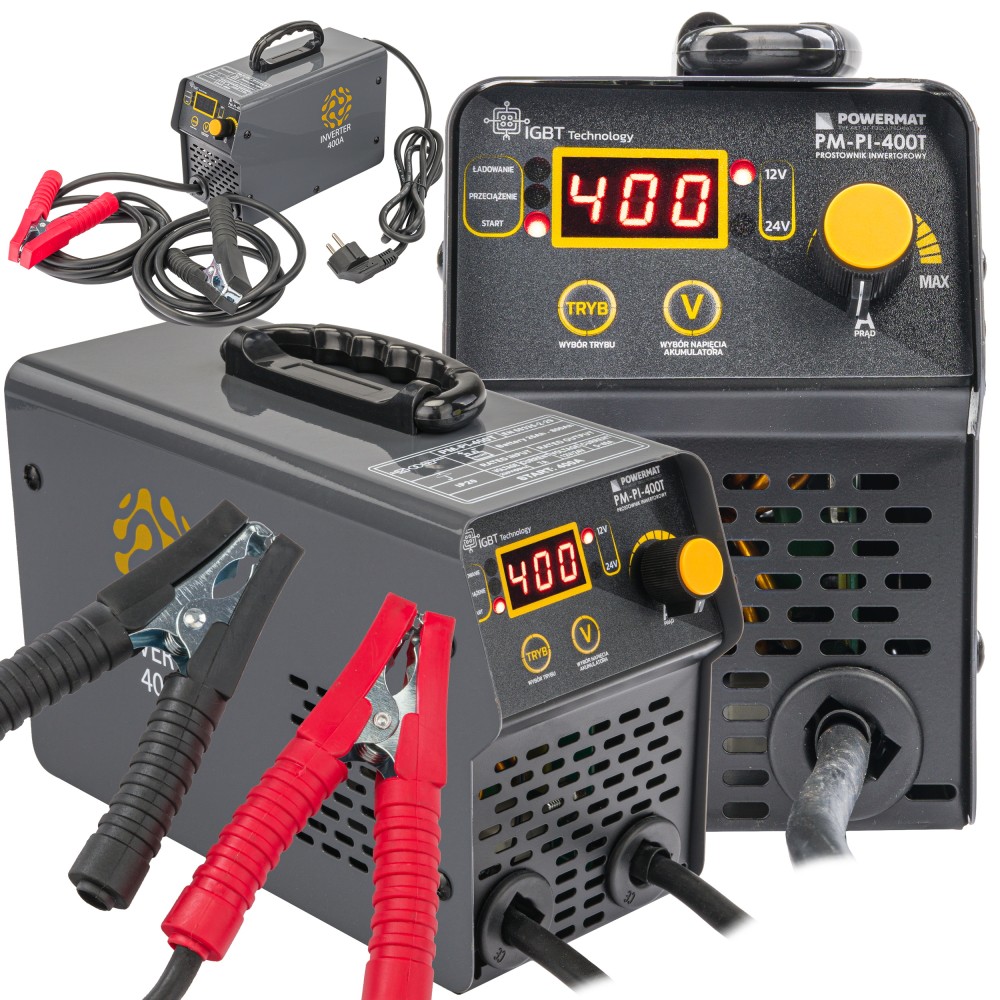 Prostownik AKUMULATOROWY Inwertorowy z Rozruchem 400A 12/24 V Ładowarka 40A PM-PI-400T Prostownik AKUMULATOROWY Inwertorowy z Rozruchem 400A 12/24 V Ładowarka 40A PM-PI-400T