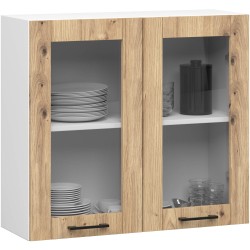 Szafka OLIWIA Witryna W80 H720 BIAŁA / DĄB ARTISAN