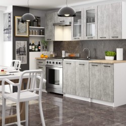 Zestaw szafek kuchennych z witryną OLIWIA 2.4m H720 Biały Beton