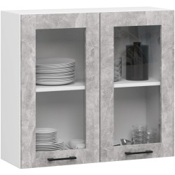 Zestaw szafek kuchennych z witryną OLIWIA 2.4m H720 Biały Beton
