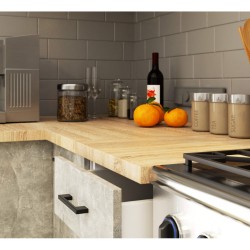 MEBLE KUCHENNE ZESTAW NAROŻNY Z WITRYNĄ OLIWIA 3M H720 BETON