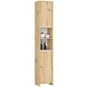 Meuble colonne étagère de salle de bain  2 portes 2 niches Bois naturel Blanc