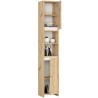 Meuble colonne étagère de salle de bain  2 portes 2 niches Bois naturel Blanc