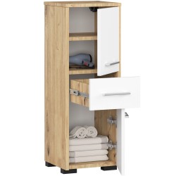 Meuble de salle de bain 30x85x30cm Marron blanc