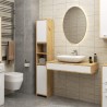 Meuble de salle de bain 30x85x30cm Marron blanc