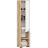 Colonne meuble étagère salle de bains  2 portes 30X30X 140cm Marron et blanc