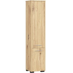 Colonne meuble étagère de salle de bain fin 2 portes chêne artisanal
