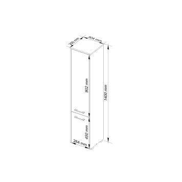Colonne meuble étagère de salle de bain fin 2 portes chêne artisanal