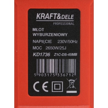 MŁOT WYBURZENIOWY 2650W KD1736 + WALIZKA