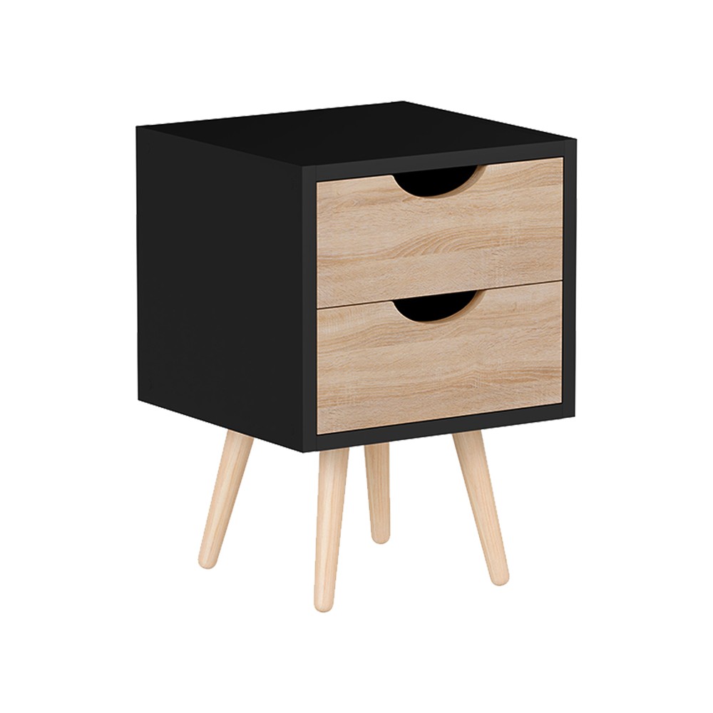 Selma bedside table pakoworld in black-sonoma color 29.7x29.7x45cm Selma bedside table pakoworld in black-sonoma color 29.7x29.7x45cm