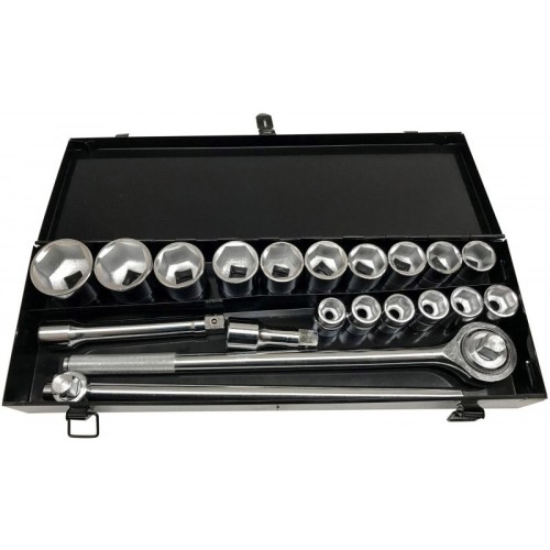 ZESTAW KLUCZY NASADOWYCH 21 SZT 3/4" WALIZKA METALOWA VERKE LIGHT DUTY