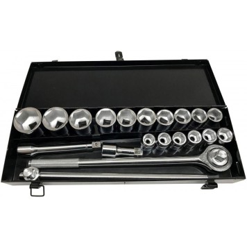ZESTAW KLUCZY NASADOWYCH 21 SZT 3/4" WALIZKA METALOWA VERKE LIGHT DUTY