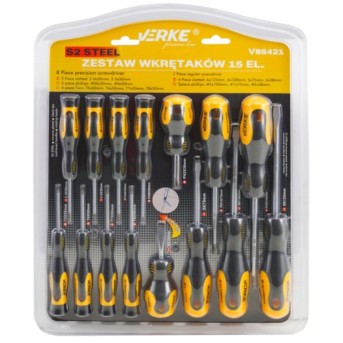ZESTAW WKRĘTAKÓW 15 SZT S2 VERKE PREMIUM LINE