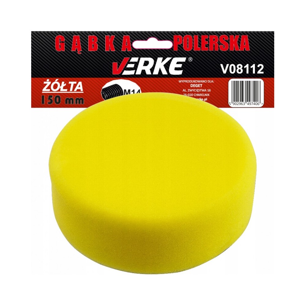 GĄBKA POLERSKA 150mm ŻÓŁTA VERKE GĄBKA POLERSKA 150mm ŻÓŁTA VERKE