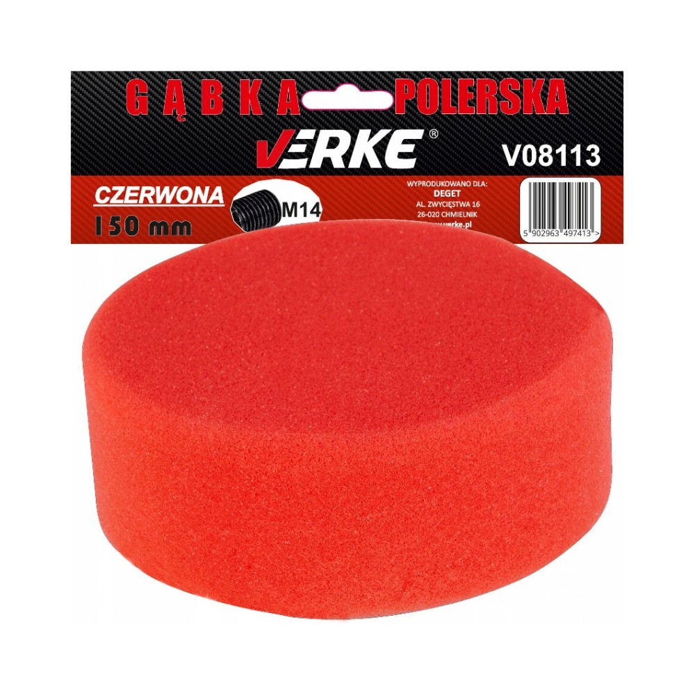 GĄBKA POLERSKA 150mm CZERWONA VERKE
