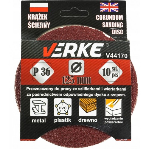KRĄŻEK ŚCIERNY 125 MM P36 10 SZT VERKE