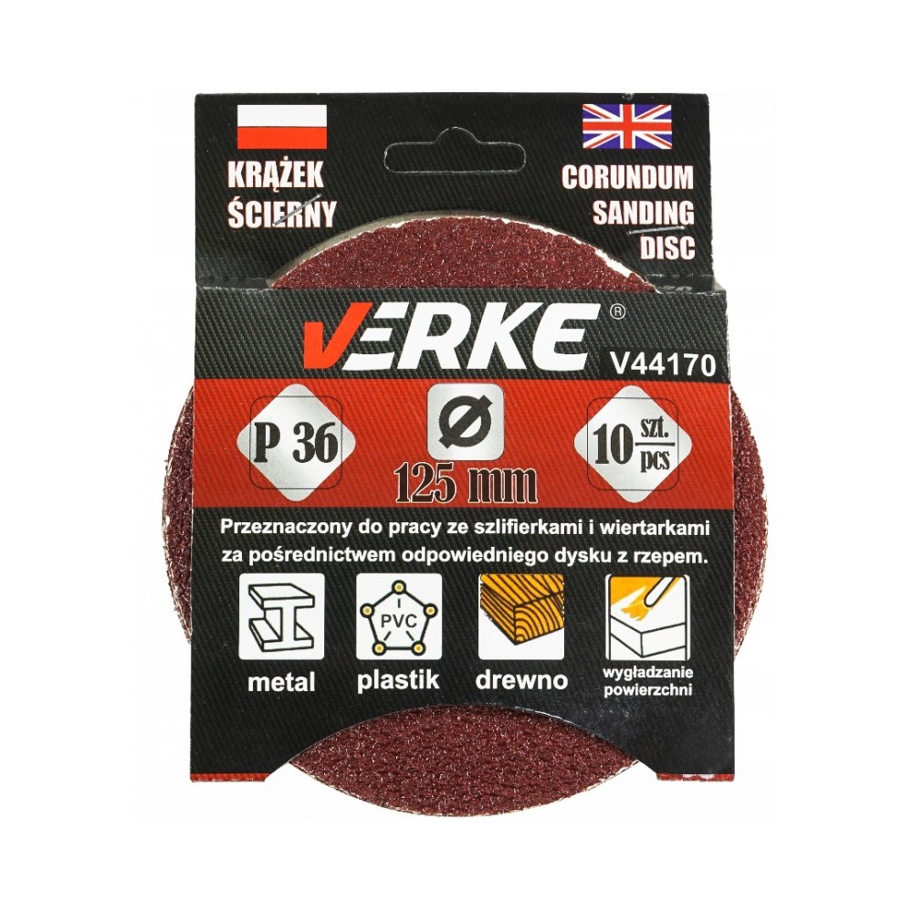 KRĄŻEK ŚCIERNY 125 MM P36 10 SZT VERKE KRĄŻEK ŚCIERNY 125 MM P36 10 SZT VERKE