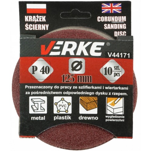 KRĄŻEK ŚCIERNY 125 MM P40 10 SZT VERKE