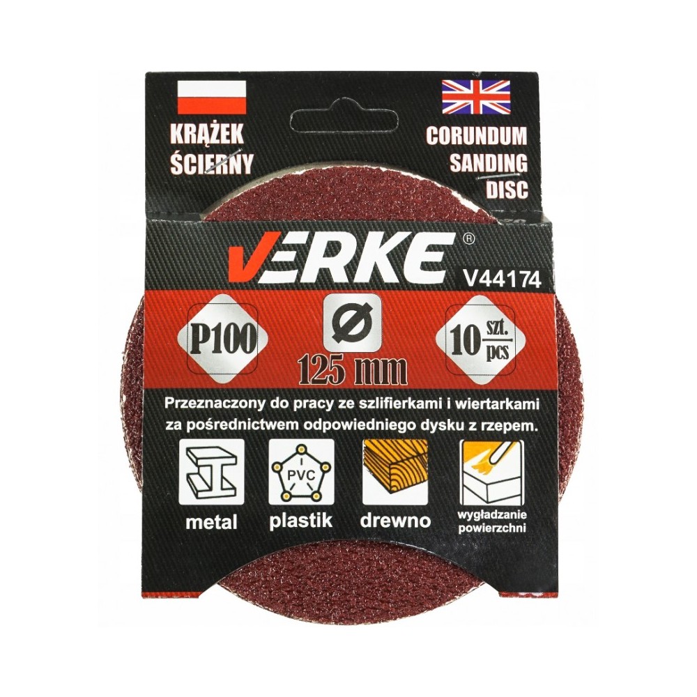 KRĄŻEK ŚCIERNY 125 MM P100 10 SZT VERKE