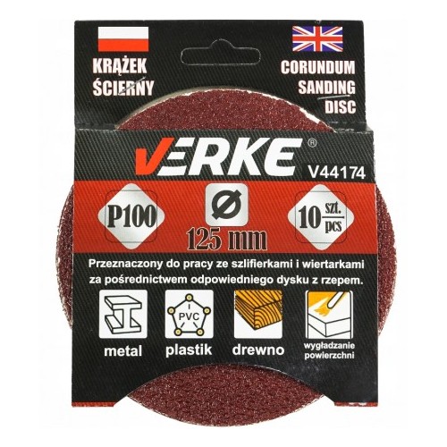 KRĄŻEK ŚCIERNY 125 MM P120 10 SZT VERKE