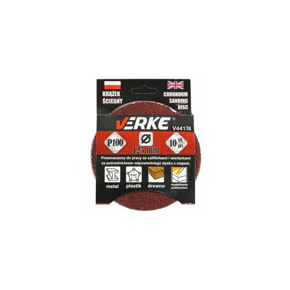 KRĄŻEK ŚCIERNY 125 MM P120 10 SZT VERKE