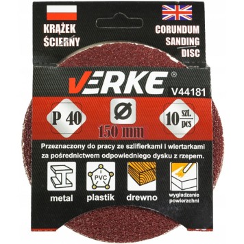 KRĄŻEK ŚCIERNY 150 MM P40 10 SZT VERKE
