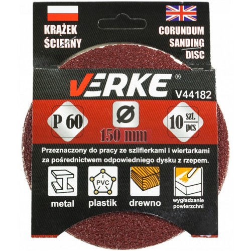 KRĄŻEK ŚCIERNY 150 MM P60 10 SZT VERKE