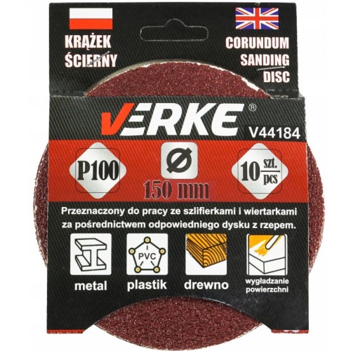 KRĄŻEK ŚCIERNY 150 MM P100 10 SZT VERKE