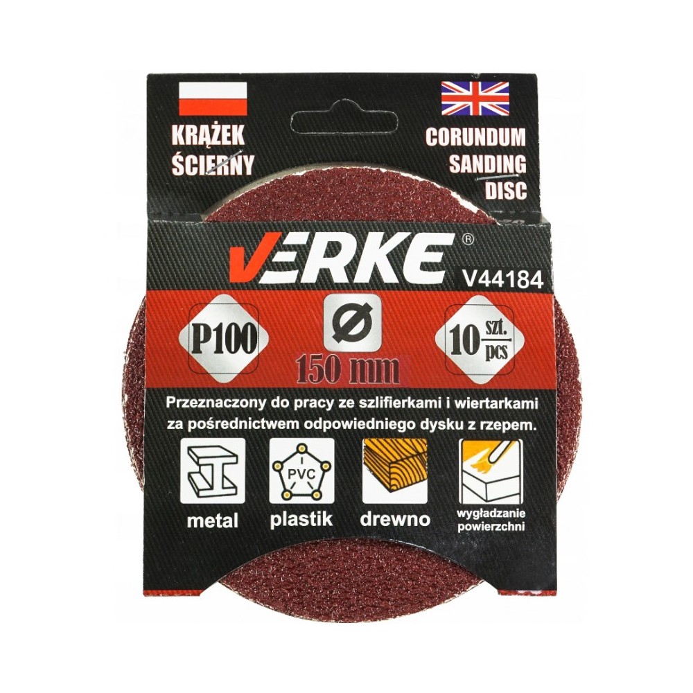 KRĄŻEK ŚCIERNY 150 MM P100 10 SZT VERKE