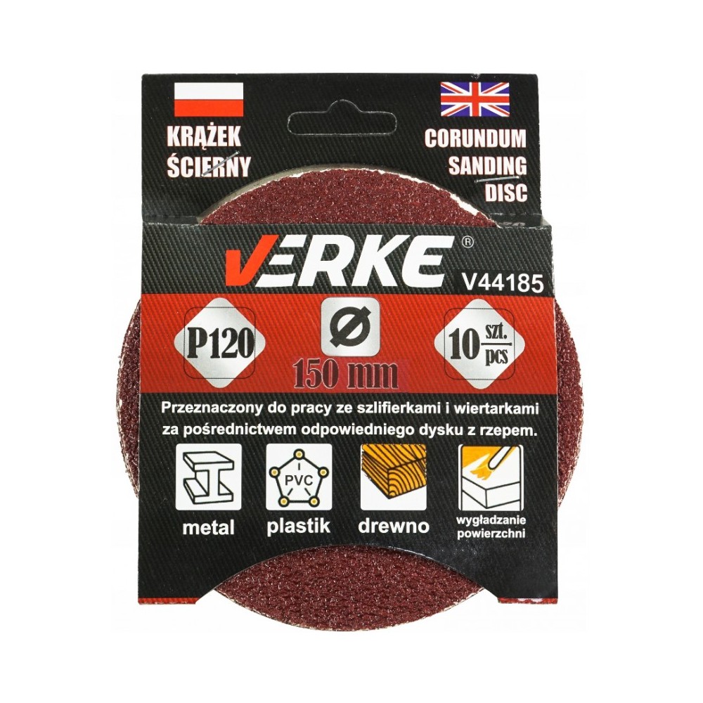 KRĄŻEK ŚCIERNY 150 MM P120 10 SZT VERKE