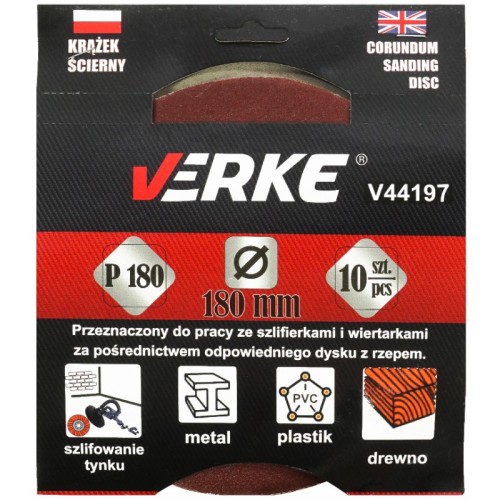 KRĄŻEK ŚCIERNY 180 MM P180 10 SZT VERKE