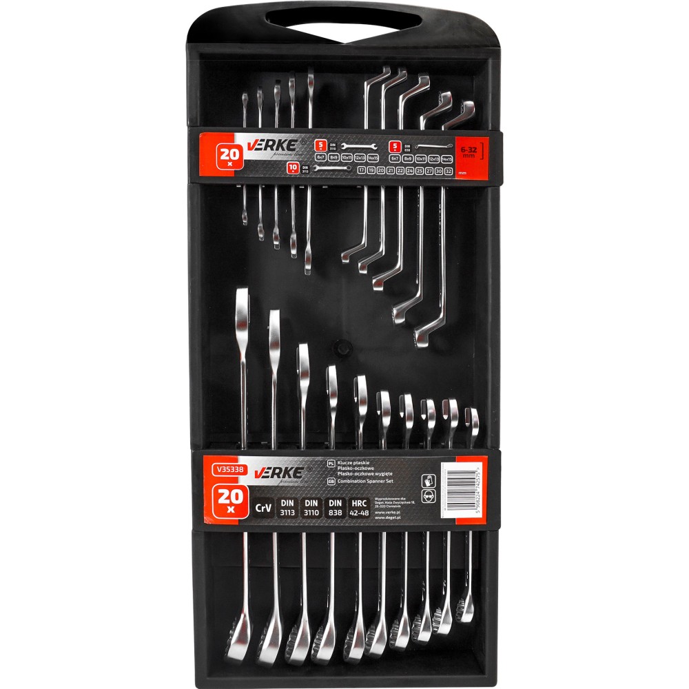 KLUCZE PŁASKIE, PŁASKO-OCZKOWE I WYGIĘTE 20 EL. 6-32mm VERKE PREMIUM KLUCZE PŁASKIE, PŁASKO-OCZKOWE I WYGIĘTE 20 EL. 6-32mm VERKE PREMIUM