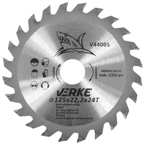 TARCZA WIDIOWA 125mm*22.2mm*24T VERKE