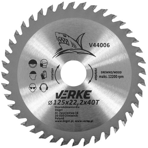 TARCZA WIDIOWA 125mm*22.2mm*40T VERKE