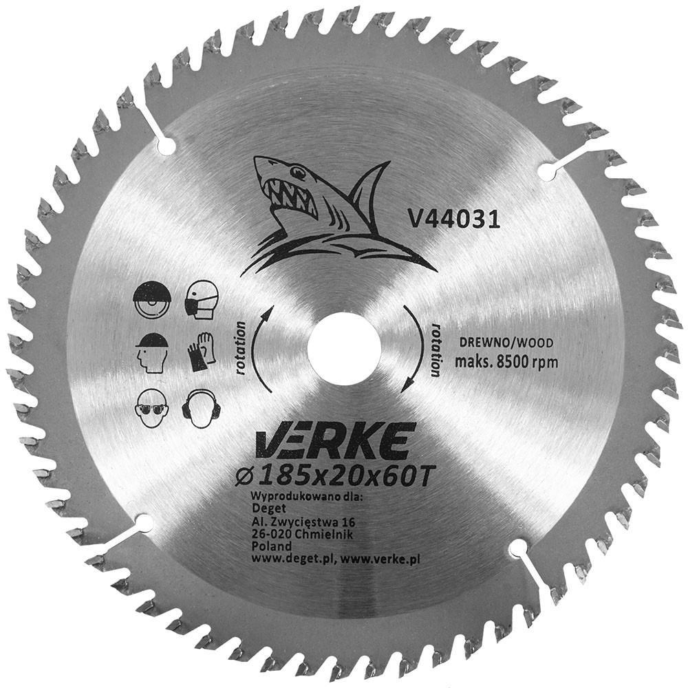 TARCZA WIDIOWA 185mm*20mm*60T VERKE TARCZA WIDIOWA 185mm*20mm*60T VERKE
