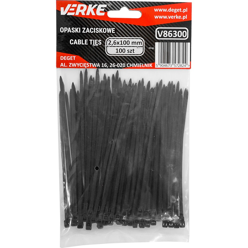 OPASKI ZACISKOWE 2,6x100 mm 100 SZT VERKE OPASKI ZACISKOWE 2,6x100 mm 100 SZT VERKE