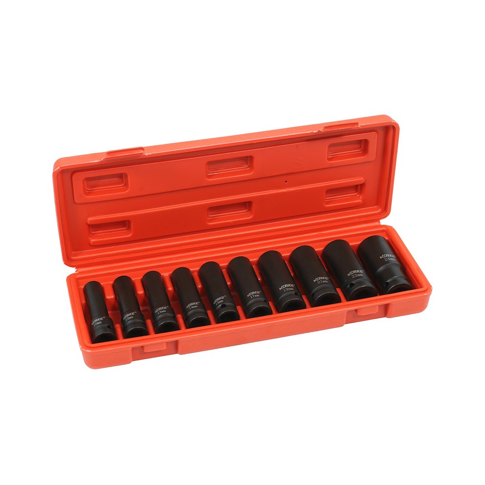 NASADKI UDAROWE DŁUGIE 1/2" 10 SZT 10-24mm VERKE NASADKI UDAROWE DŁUGIE 1/2" 10 SZT 10-24mm VERKE