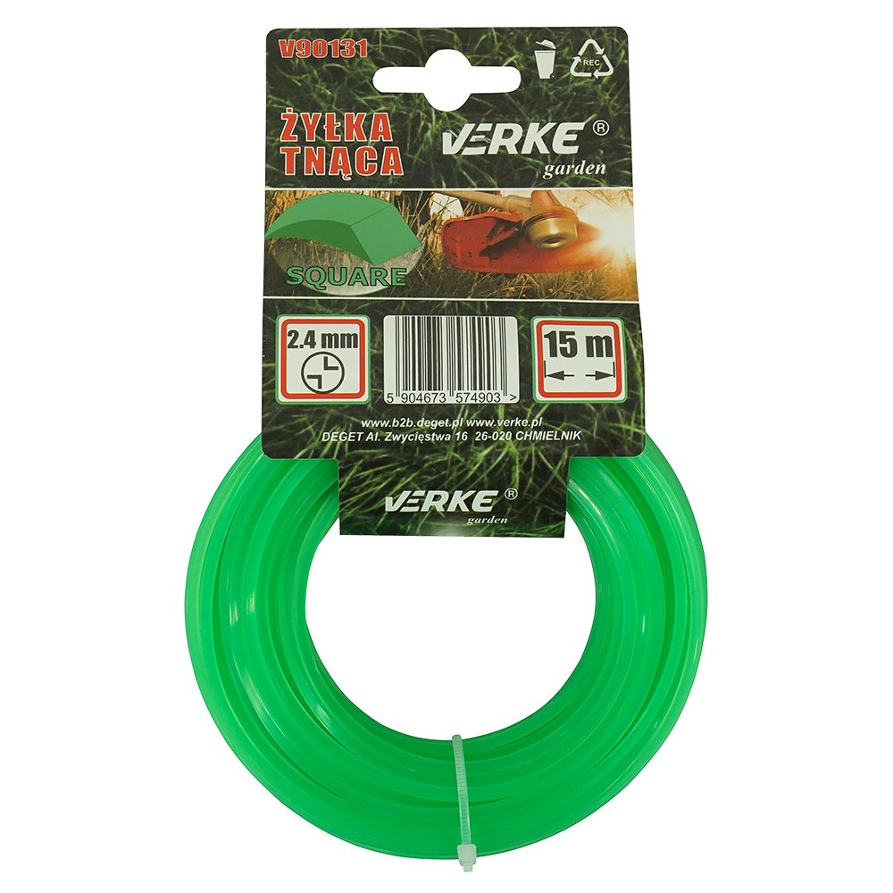 ŻYŁKA DO KOSY KWADRAT 2,4 mm 15m VERKE GARDEN