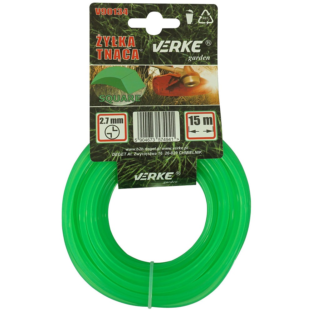 ŻYŁKA DO KOSY KWADRAT 2,7 mm 15m VERKE GARDEN ŻYŁKA DO KOSY KWADRAT 2,7 mm 15m VERKE GARDEN