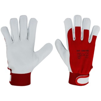 RĘKAWICE MONTERSKIE, SKÓRA KOZIA BIAŁO-CZERWONE R.8 (ENR-019011RW)