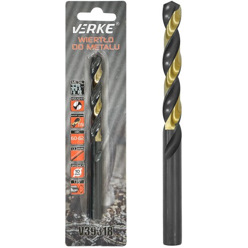 WIERTŁO DO METALU HSS Z POWŁOKĄ TYTANOWĄ 10 MM VERKE