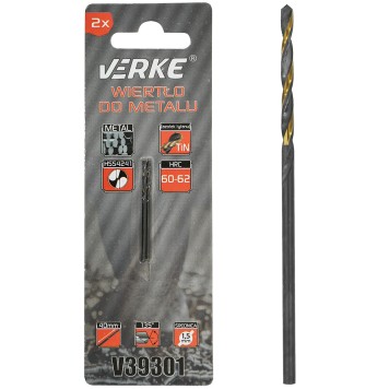 WIERTŁO DO METALU HSS Z POWŁOKĄ TYTANOWĄ 1,5 MM - 2SZT. VERKE