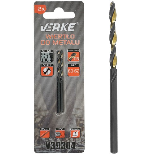 WIERTŁO DO METALU HSS Z POWŁOKĄ TYTANOWĄ 3 MM - 2SZT. VERKE