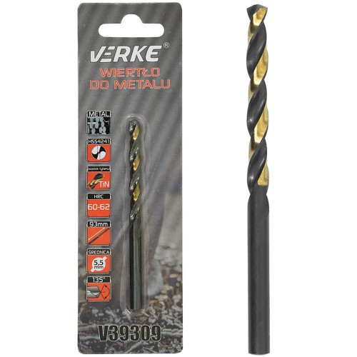 WIERTŁO DO METALU HSS Z POWŁOKĄ TYTANOWĄ 5,5 MM VERKE