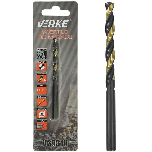 WIERTŁO DO METALU HSS Z POWŁOKĄ TYTANOWĄ 6 MM VERKE