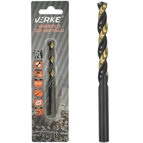WIERTŁO DO METALU HSS Z POWŁOKĄ TYTANOWĄ 7,5 MM VERKE