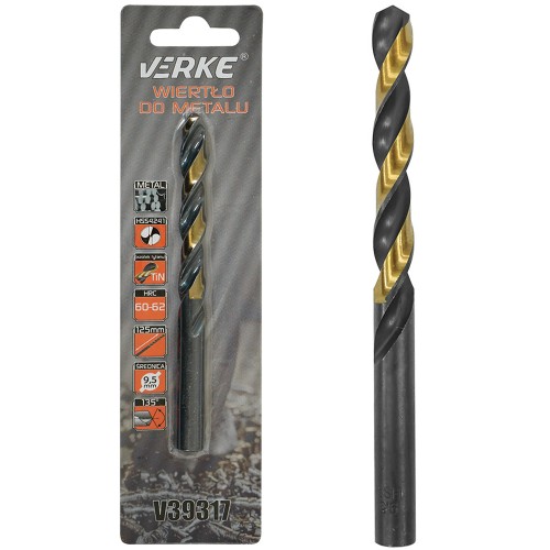WIERTŁO DO METALU HSS Z POWŁOKĄ TYTANOWĄ 9,5 MM VERKE