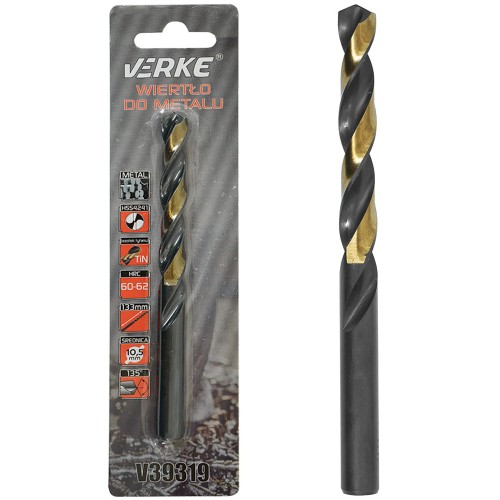 WIERTŁO DO METALU HSS Z POWŁOKĄ TYTANOWĄ 10,5 MM VERKE
