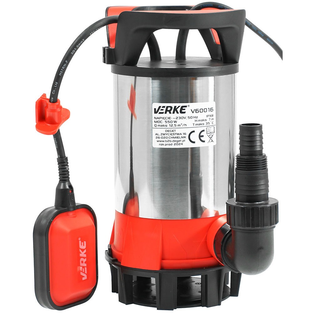 POMPA DO WODY BRUDNEJ I CZYSTEJ 550 W VERKE POMPA DO WODY BRUDNEJ I CZYSTEJ 550 W VERKE