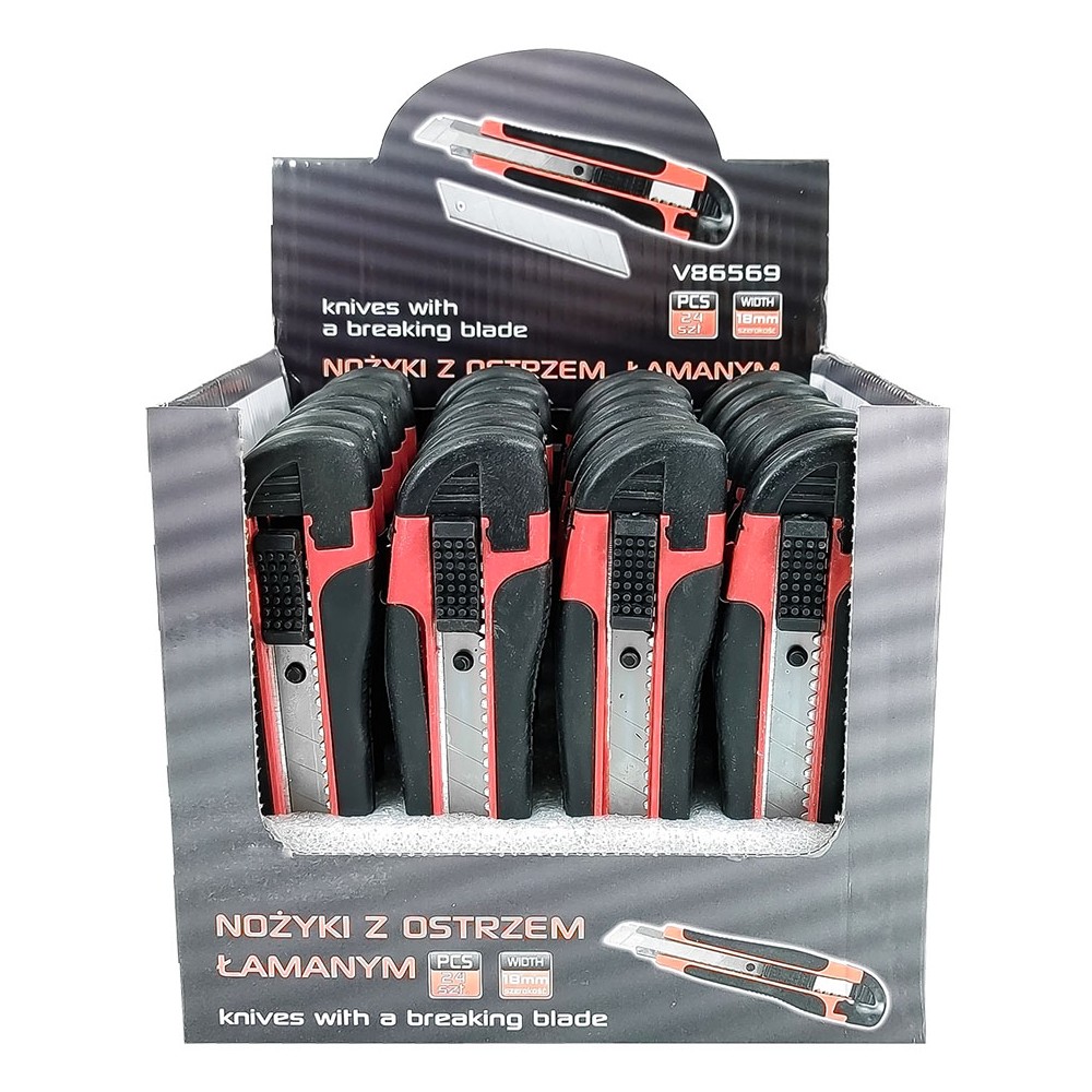 NOŻYKI Z OSTRZEM ŁAMANYM 18 mm, 24 szt VERKE NOŻYKI Z OSTRZEM ŁAMANYM 18 mm, 24 szt VERKE